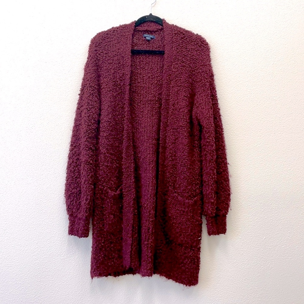 American Eagle- Women’s Maroon Oversized Cardigan with Pockets